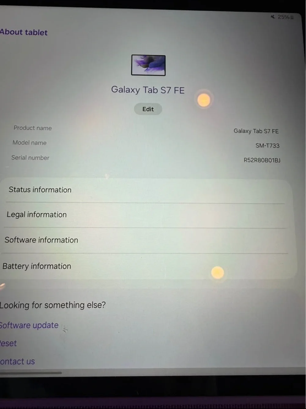 Samsung Galaxy Tab S7 FE Tablet - White Front Display
